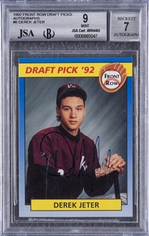 1992 Front Row Draft Picks #6 Derek Jeter Signed Rookie Card – BGS MINT 9/BGS 7